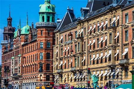 Buildings along street, Copenhagen, Denmark Stock Photo - Rights-Managed, Code: 700-07797780