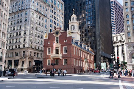 pedestrian (female) - The Old State House, historic building at the intersection of Washington and State Streets, Boston, Massachusetts, USA Stock Photo - Rights-Managed, Code: 700-07802592