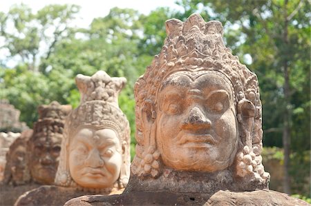 Close-up of statues of gods, Angkor Thom, UNESCO World Heritage Site, Angkor, Siem Reap, Cambodia, Indochina, Southeast Asia, Asia Foto de stock - Con derechos protegidos, Código: 700-07803191