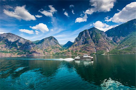 Scenic view of ferry on the Sognefjord, Sogn og Fjordane, Western Norway, Norway Stock Photo - Rights-Managed, Code: 700-07849708