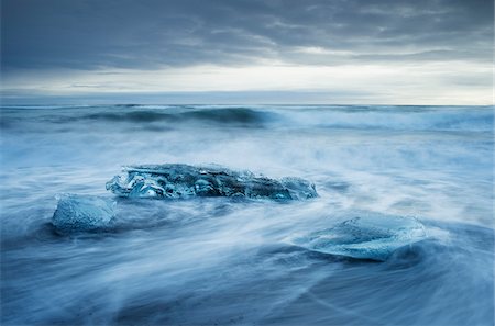 Long Expossure of Icebergs Stranded on Beach at Dawn, Iceland Stock Photo - Rights-Managed, Code: 700-07840753