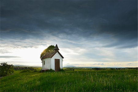 sunset big sky not city - Little Chapel in Spring, Aidlinger Hohe, Upper Bavaria, Bavaria, Germany Stock Photo - Rights-Managed, Code: 700-07945015