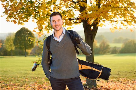 simsearch:700-07942504,k - Portrait of Man on Golf Course in Autumn, Bavaria, Germany Stockbilder - Lizenzpflichtiges, Bildnummer: 700-07942499