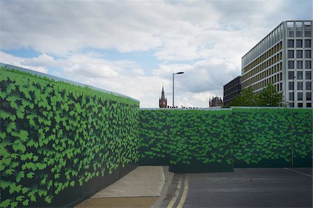 Ivy coverd fences at construction site, behind St Pancras Station, London, England Foto de stock - Con derechos protegidos, Código: 700-08059735