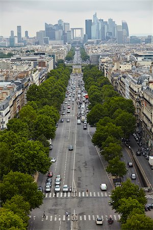 Champ Elysees from Arc de Triomphe, Paris, France Photographie de stock - Rights-Managed, Code: 700-08059880