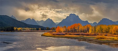 simsearch:600-03508311,k - Oxbow Bend of Snake River with Mt Moran in Autumn, Jackson, Grand Teton National Park, Wyoming, USA Stock Photo - Rights-Managed, Code: 700-08082986