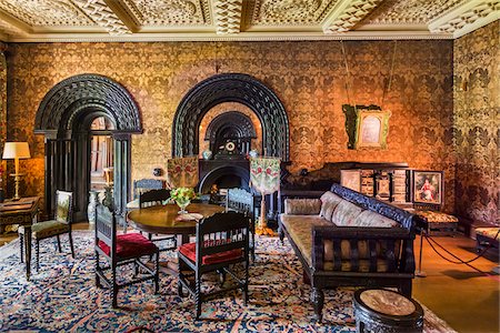 Ebony room, Penrhyn Castle, Llandegai, Bangor, Gwynedd, Wales, United Kingdom Photographie de stock - Rights-Managed, Code: 700-08122085