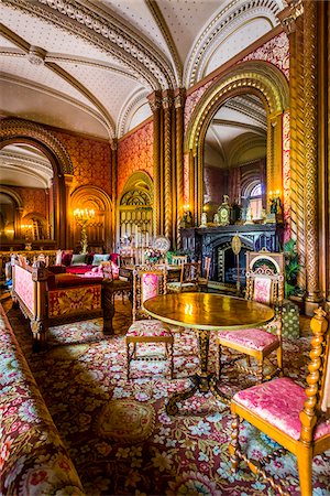 elegant interior furniture sofa - Drawing room, Penrhyn Castle, Llandegai, Bangor, Gwynedd, Wales, United Kingdom Stock Photo - Rights-Managed, Code: 700-08122081