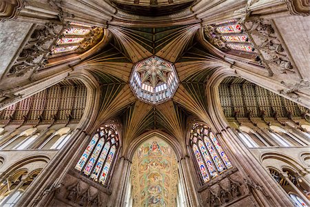 Interior with vaulted ceiling, Ely Cathedral, Ely, Cambridgeshire, England, United Kingdom Stock Photo - Rights-Managed, Code: 700-08145903