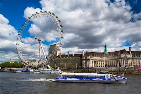 River Bus on Thames River and London Eye, London, England, United Kingdom Stock Photo - Rights-Managed, Code: 700-08146122