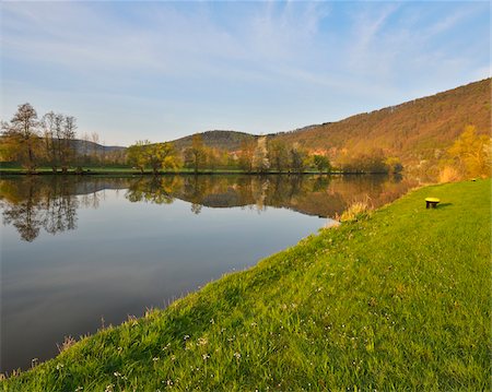 Landscape with River Main on Spring Morning, Collenberg, Lower Franconia, Spessart, Miltenberg District, Bavaria, Germany Stock Photo - Rights-Managed, Code: 700-08146250
