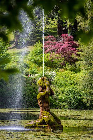 pond garden - Water fountain sculpture. Powerscourt Estate, located in Enniskerry, County Wicklow, Ireland Stock Photo - Rights-Managed, Code: 700-08146306