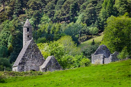 sito storico nazionale - St Kevin's Church, Glendalough, monastic settlement, Wicklow, Ireland Fotografie stock - Rights-Managed, Codice: 700-08146310