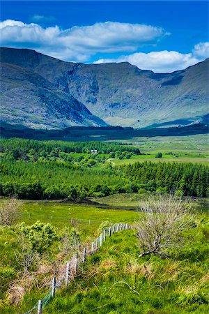 Scenic view of fields and mountains along the Ring of Kerry, County Kerry, Ireland Stock Photo - Rights-Managed, Code: 700-08146375