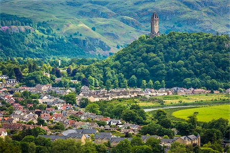 simsearch:700-01788594,k - View from Stirling Castle towards Wallace Monument, Stirling, Scotland, United Kingdom Foto de stock - Direito Controlado, Número: 700-08167314