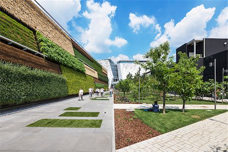 destination concept - Vertical garden at the Israel Pavilion on the left and the Italy Pavilion on the background at Milan Expo 2015, Italy Stock Photo - Rights-Managed, Code: 700-08167358