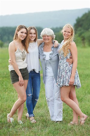 simsearch:700-07584798,k - Portrait of Grandmother with Granddaughters Outdoors, Bavaria, Germany Stock Photo - Rights-Managed, Code: 700-08209750