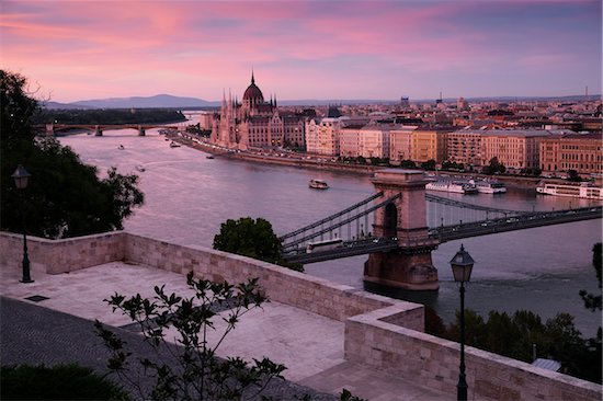 View of Szechenyi Chain Bridge and Hungarian Parliament Building from Hungarian National Gallery at Sunset, Budapest, Hungary Stock Photo - Premium Rights-Managed, Artist: Ed Gifford, Image code: 700-08212977