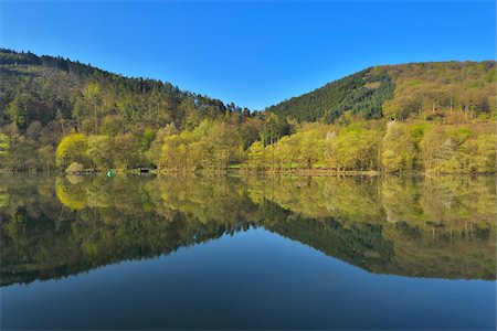 Landscape Reflected in the River Main in the Morning, Spring, Faulbach, Churfranken, Spessart, Miltenberg-District, Bavaria, Germany Stock Photo - Rights-Managed, Code: 700-08231178