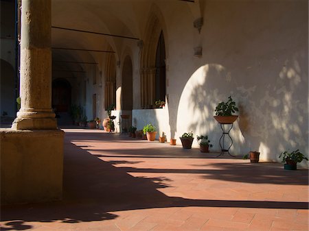 potted plants italy - Shadows in Cloister, Siena, Italy Stock Photo - Rights-Managed, Code: 700-08385816