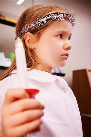 sweden blonde - 5 year old girl with candle on Santa Lucia Day Stock Photo - Rights-Managed, Code: 700-08567212