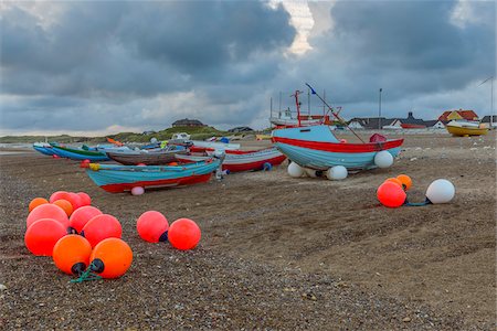 Colorful Fishing Boats on Beach, Klittmoller, North Jutland, Denmark Stock Photo - Rights-Managed, Code: 700-08578878
