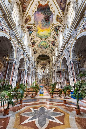 flooring perspective - Interior of Church of Saint Mary of Gesu (Chiesa del Gesu) in Palermo, Sicily, Italy Stock Photo - Rights-Managed, Code: 700-08701814