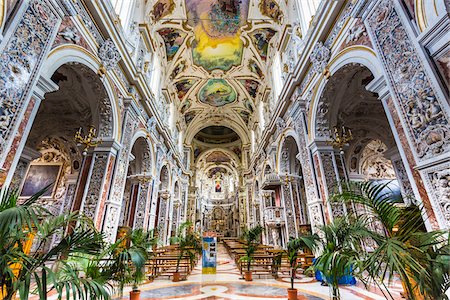 Interior of Church of Saint Mary of Gesu (Chiesa del Gesu) in Palermo, Sicily, Italy Photographie de stock - Rights-Managed, Code: 700-08701815