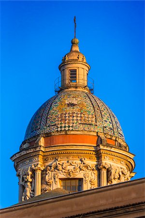 simsearch:700-08723205,k - Dome of Chiesa del Carmine Maggiore in Palermo, Sicily, Italy Stock Photo - Rights-Managed, Code: 700-08701843