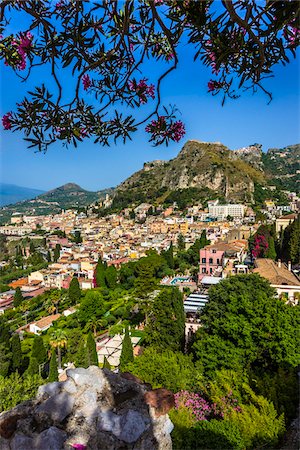 sicily skyline in italy - Overview of Taormina, Sicily, Italy Stock Photo - Rights-Managed, Code: 700-08723306