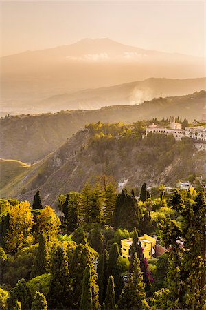 sicily etna - Overview of Taormina with Mount Etna in the background, Sicily, Italy Stock Photo - Rights-Managed, Code: 700-08723311