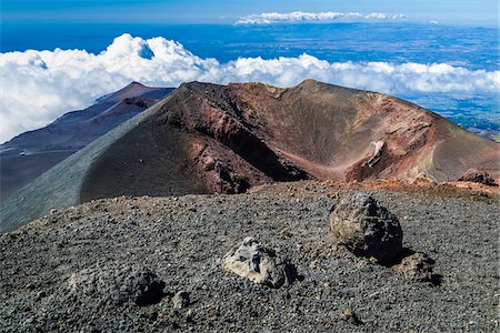 puffy clouds - Scenic of Mount Etna, Sicily, Italy Stock Photo - Rights-Managed, Code: 700-08723340