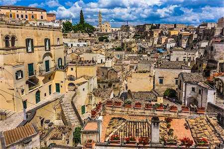 Overview of Sassi with Matera Cathedral in the background, Matera, Basilicata, Italy Stock Photo - Rights-Managed, Code: 700-08737482
