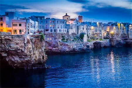 Coastal View of Polignano a Mare at Dusk, Puglia, Italy Stock Photo - Rights-Managed, Code: 700-08739690