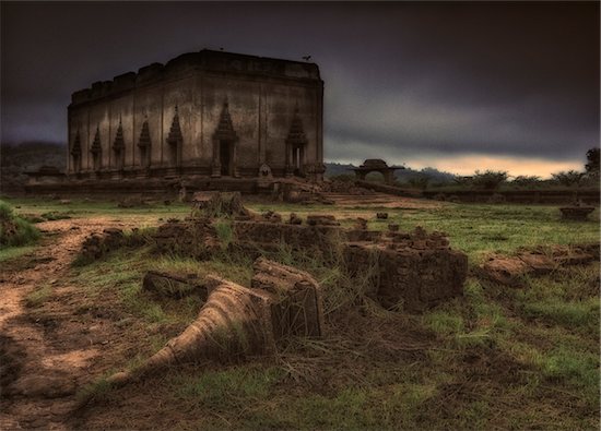 The ruins of the old Wat Wangwiwekaram (also called the Sunken Temple) at Sangkhlaburi in Kanchanaburi, Thailand. (The temple was submerged in the water due to the construction of a dam in 1984 but is visible when the water is low.) Stock Photo - Premium Rights-Managed, Artist: dk & dennie cody, Image code: 700-08743692