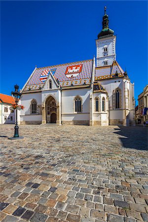 simsearch:700-08765342,k - St Mark's Church in Trg Svetog Marka in Gornji Grad Upper Town, Zagreb, Croatia Foto de stock - Con derechos protegidos, Código: 700-08765276