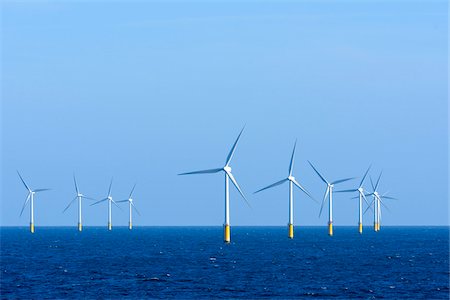 poking out - Offshore wind farm in the North Sea at IJmuiden, Netherlands Stock Photo - Rights-Managed, Code: 700-08973488