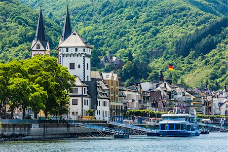 Ferry docks at Boppard along the Rhine between Rudesheim and Koblenz, Germany Stock Photo - Rights-Managed, Code: 700-08973631