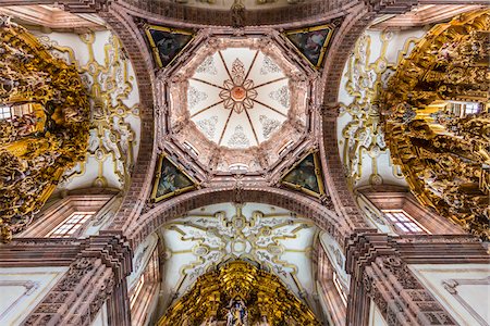 stonework - Interior of the Templo Valenciana Church showing the ornate ceiling and the gilded carvings, Guanajuato City, Mexico Stock Photo - Rights-Managed, Code: 700-09071045