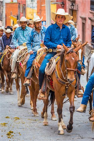 simsearch:700-00560825,k - Horesback riders parade to the Parroquia de San Miguel Arcangel at the St Michael Archangel Festival in San Miguel de Allende, Mexico Stock Photo - Rights-Managed, Code: 700-09088046