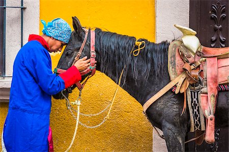 simsearch:700-07206677,k - Man in traditional clothing hugging horse's head during historic horseback parade celebrating Mexican Independence Day in San Miguel de Allende, Mexico Photographie de stock - Rights-Managed, Code: 700-09088185