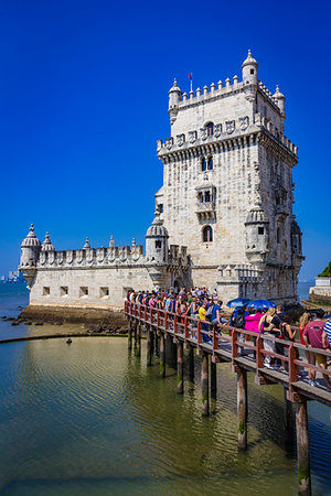 Tourists waiting in line at the Belem Tower in Belem District of Lisbon, Portugal Stock Photo - Rights-Managed, Code: 700-09226562
