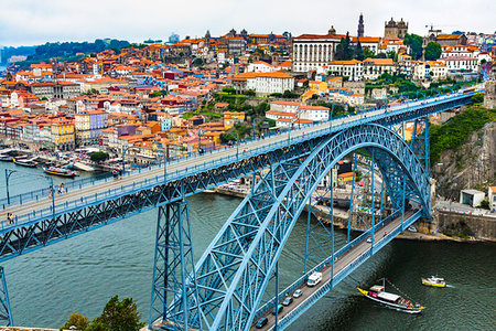 Dom Luis I Bridge and harbor in Porto, Norte, Portugal Stock Photo - Rights-Managed, Code: 700-09226639