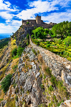 Gardens and the Castle of Marvao on the hilltop in the minicipality of Marvao in the Portalegre District in Portugal Stock Photo - Rights-Managed, Code: 700-09226795