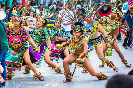feathered headdress dancer - Group of indigenous tribal dancers at a St Michael Archangel Festival parade in San Miguel de Allende, Mexico Stock Photo - Rights-Managed, Code: 700-09227132