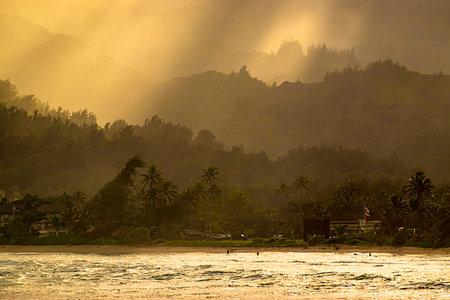 View from Laie Point Lookout, Laie, Oahu, Hawaii, USA Foto de stock - Con derechos protegidos, Código: 700-09227164