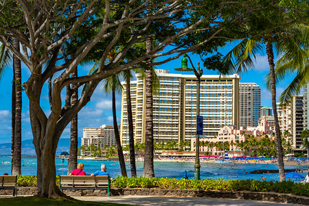 Waikiki Beach, Honolulu, Oahu, Hawaii, United States. Stock Photo - Rights-Managed, Code: 700-09237185