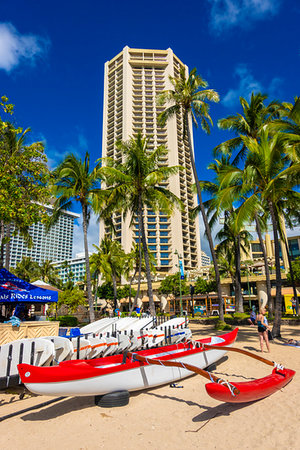 Waikiki Beach, Honolulu, Oahu, Hawaii, United States. Stock Photo - Rights-Managed, Code: 700-09237188