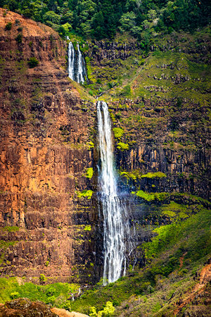 state park - Waipo`o Falls, Waimea Canyon, Kauai, Hawaii, United States. Stock Photo - Rights-Managed, Code: 700-09237210