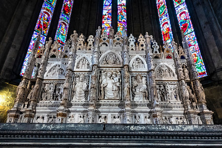 simsearch:700-09237480,k - Sculptural carvings inside the Arezzo Cathedral, Arezzo, Tuscany, Italy. Foto de stock - Con derechos protegidos, Código: 700-09237488